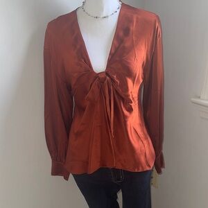 Cinq à Sept Rust Satin Tunic pure silk NWOT
